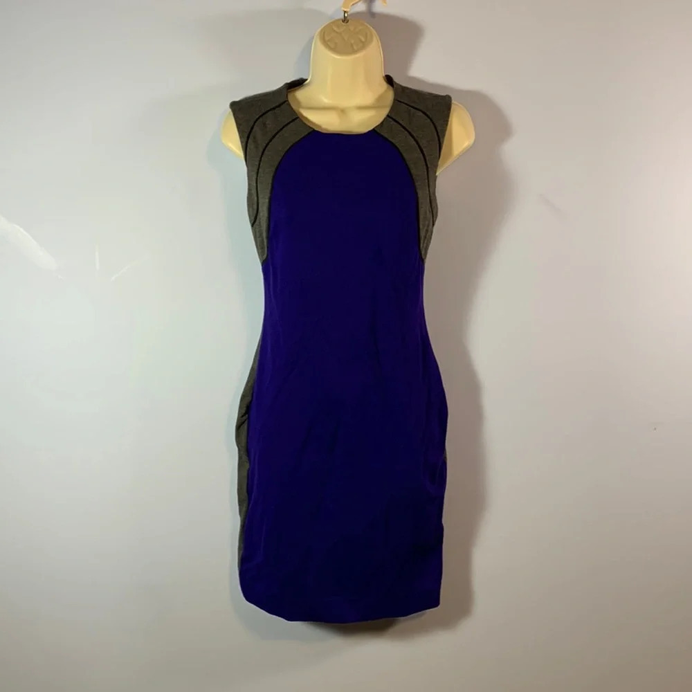 Diane von furstenberg size 0 hallie blue gray color block body con sheath dress